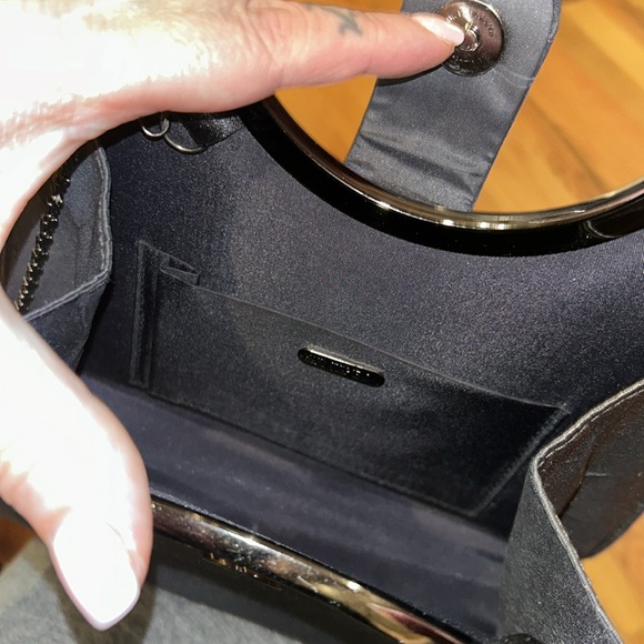 Vintage, UNIPEL antique, gray, satin purse, magnetic closure, metallic handle - Picture 7 of 10